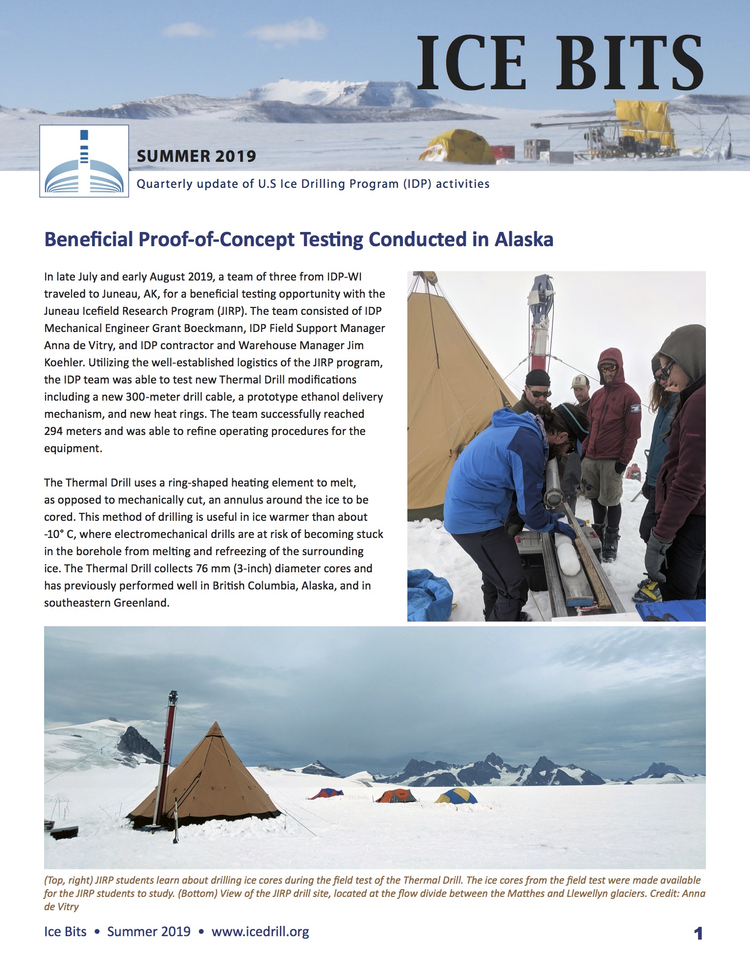 Cover of 2019 Summer Ice Bits newsletter