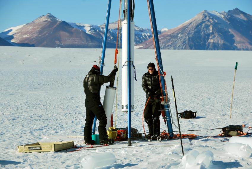 The Blue Ice Drill at Taylor Glacier, Antarctica, during the 2014/15 field season
