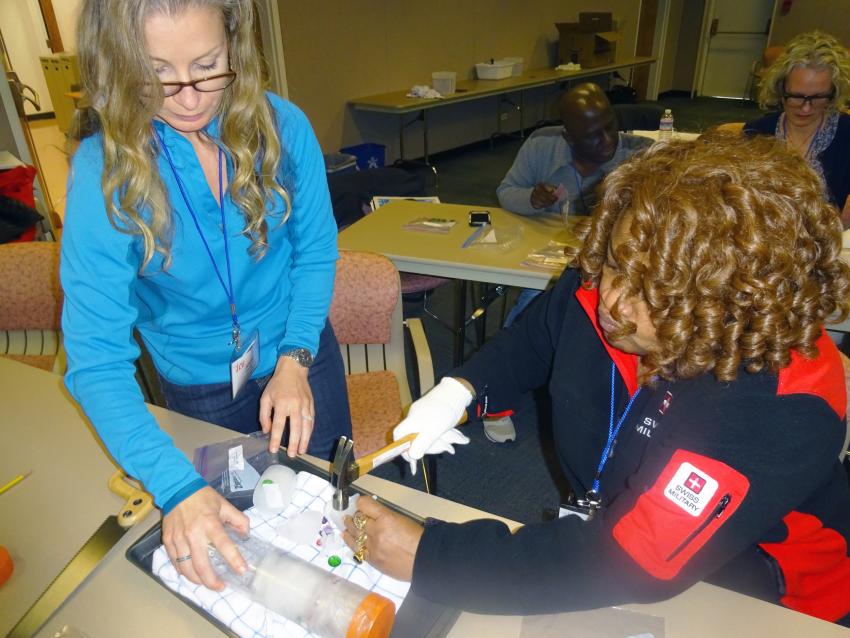 Educators involved in hands-on activities during the 2016 School of Ice workshop