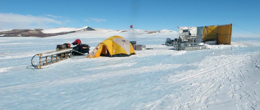 One of the shallow drill sites at Allan Hills, Antarctica, during the 2009-2010 summer field season