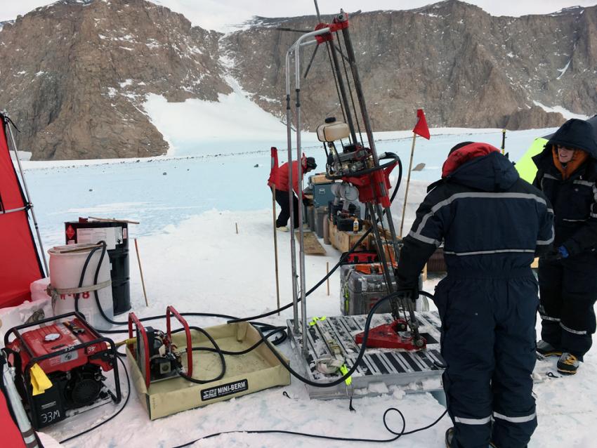 The assembled Winkie Drill system at the Ohio Range, Antarctica
