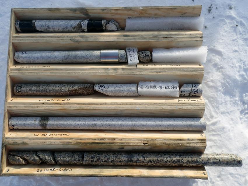 Packaged rock cores drilled with the Winkie Drill