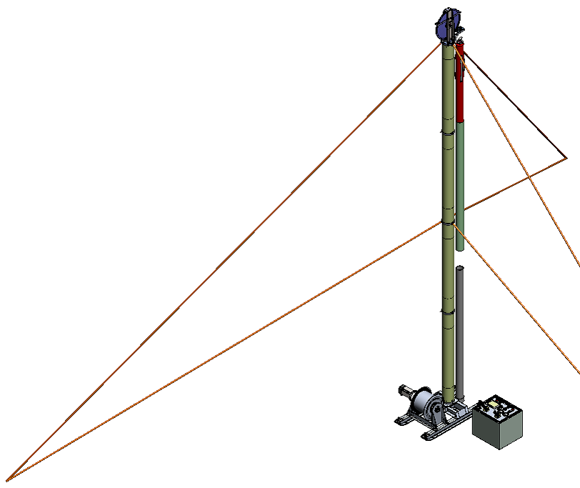 SolidWorks model of the new 'Foro' Drill winch, tower and sonde
