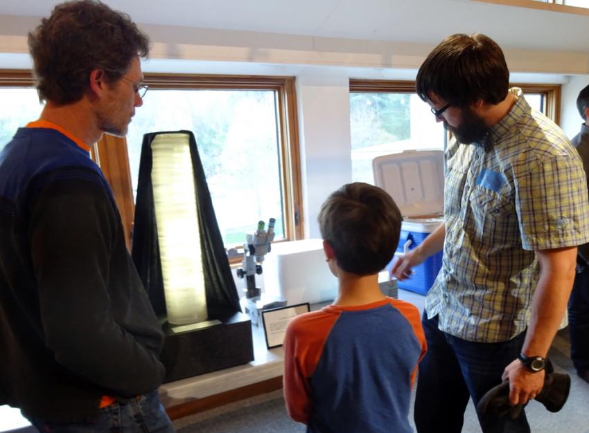 Visitors to the Montshire Museum on May 11, 2016, became Antarctic explorers while trying on ECW gear, and learned about ice core science (pictured)