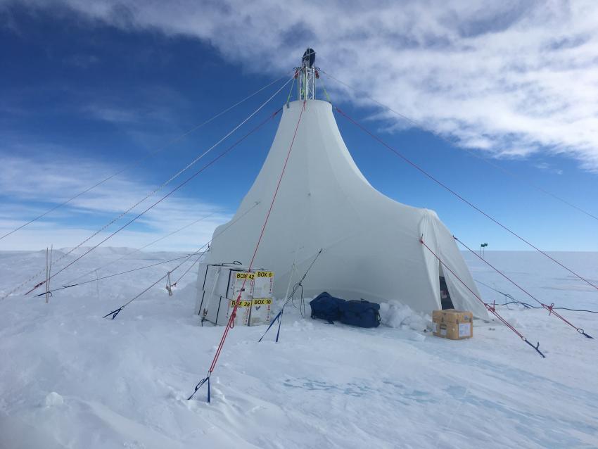 The drill tent for the BID-Deep system at Allan Hills, Antarctica, during the 2019/20 field season