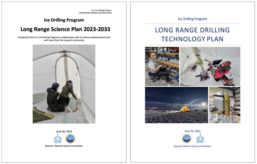 Covers of the Long Range Science Plan (left) and Long Range Drilling Technology Plan (right).