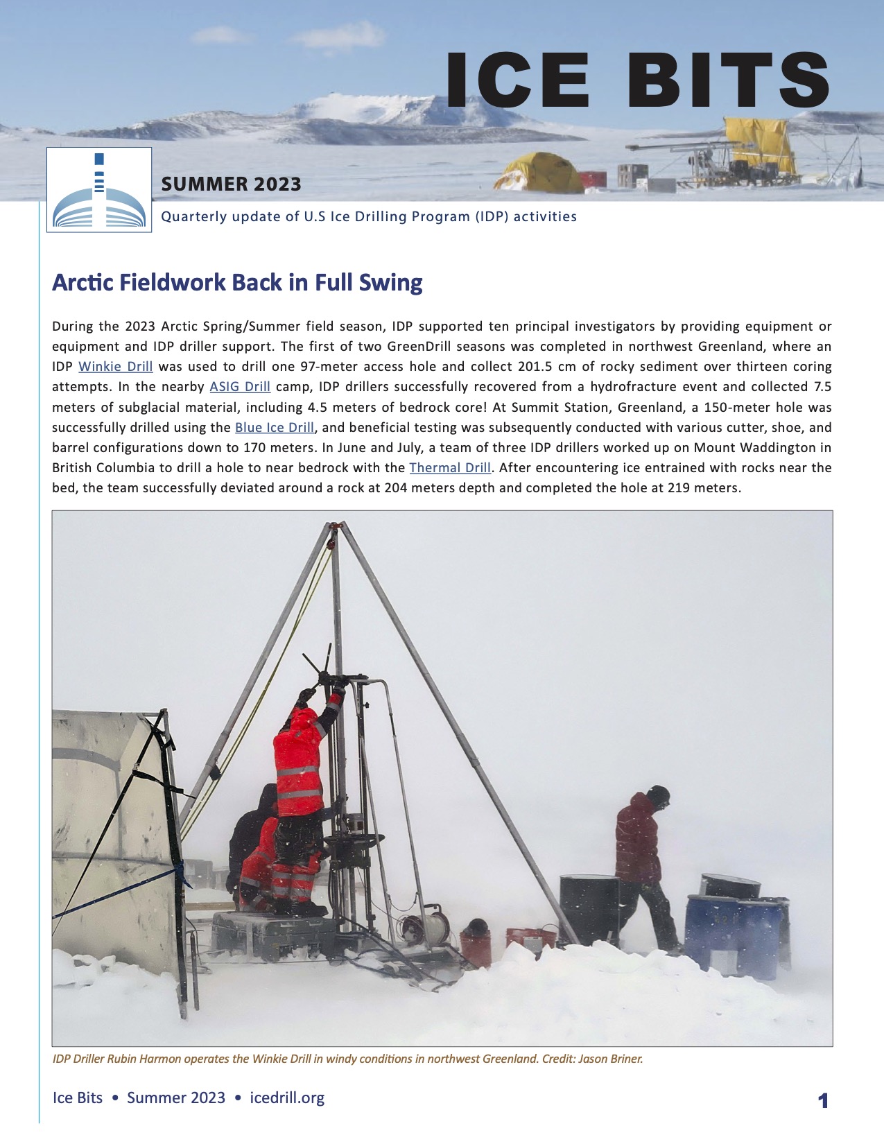 Cover of Ice Bits newsletter