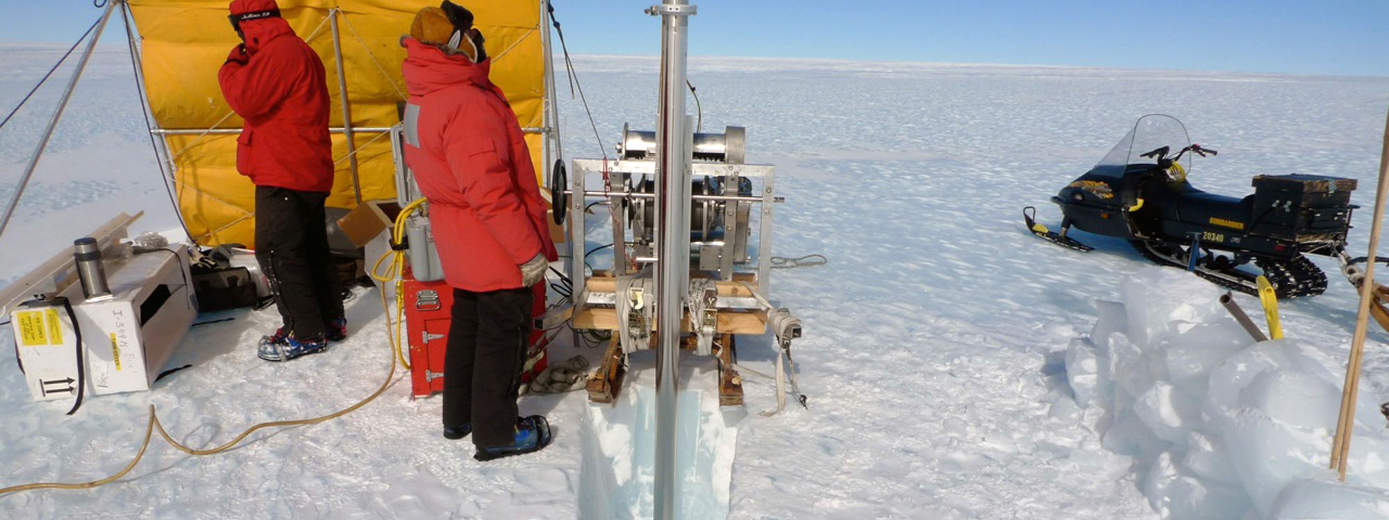 Drilling with the Eclipse Drill at Allan Hills, Antarctica. Credit: Andrei Kurbatov