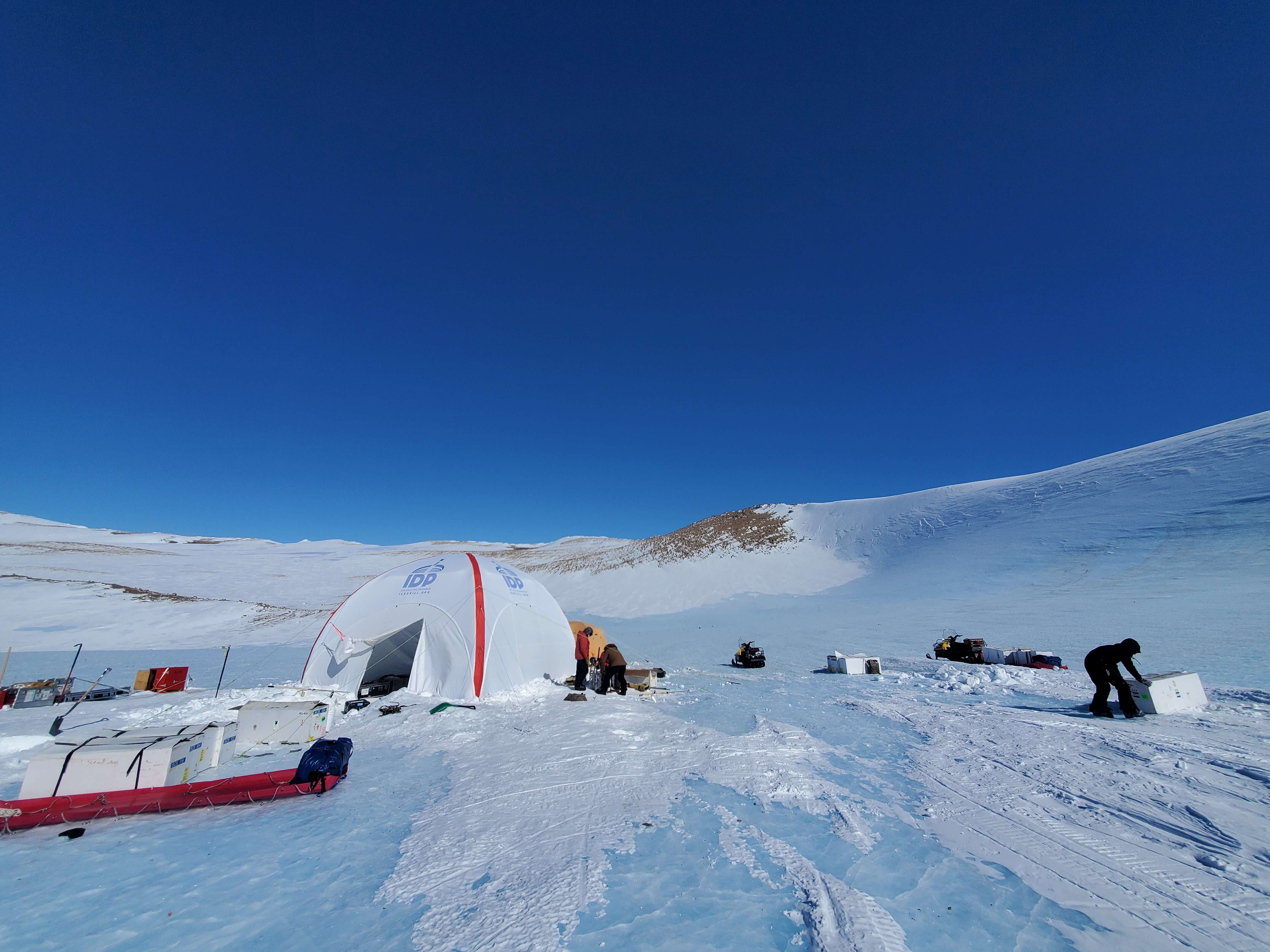 View of the drill tent that housed the Eclipse Drill at Allan Hills, Antarctica. Credit: Andrew Haala.