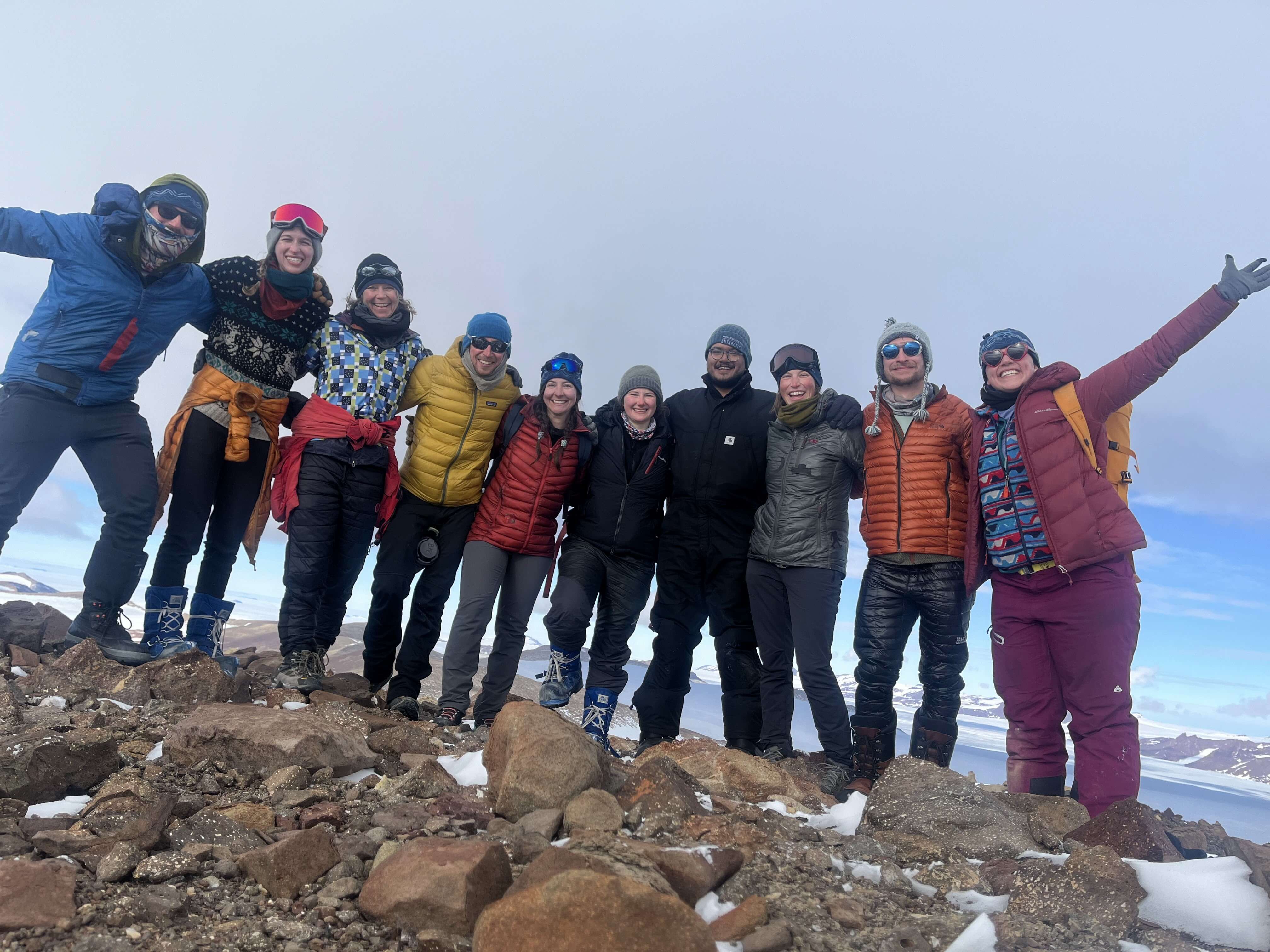 Group photo from the 2024/25 NSF COLDEX field season at Allan Hills, Antarctica. Credit: Jenna Epifanio/ NSF COLDEX.