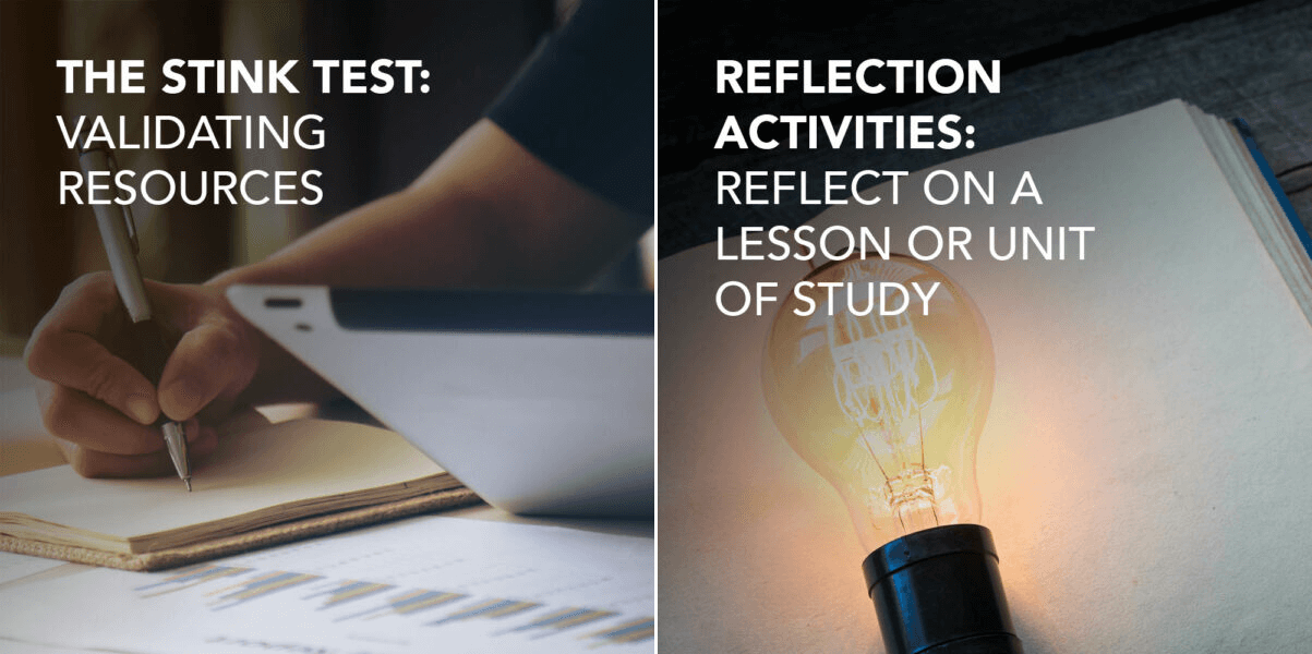 Image advertising the Stink Test which is a resource for teaching students how to validate sources