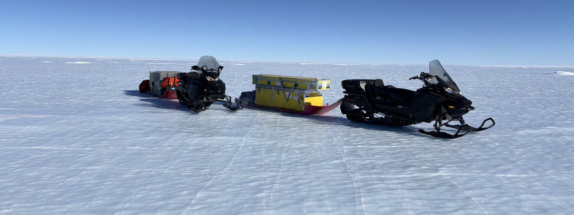 Snow machines at Allan Hills, Antarctica, during the 2025-2026 field season.