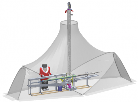 Rendering of the conceptual design of the 700 Drill and drill tent.