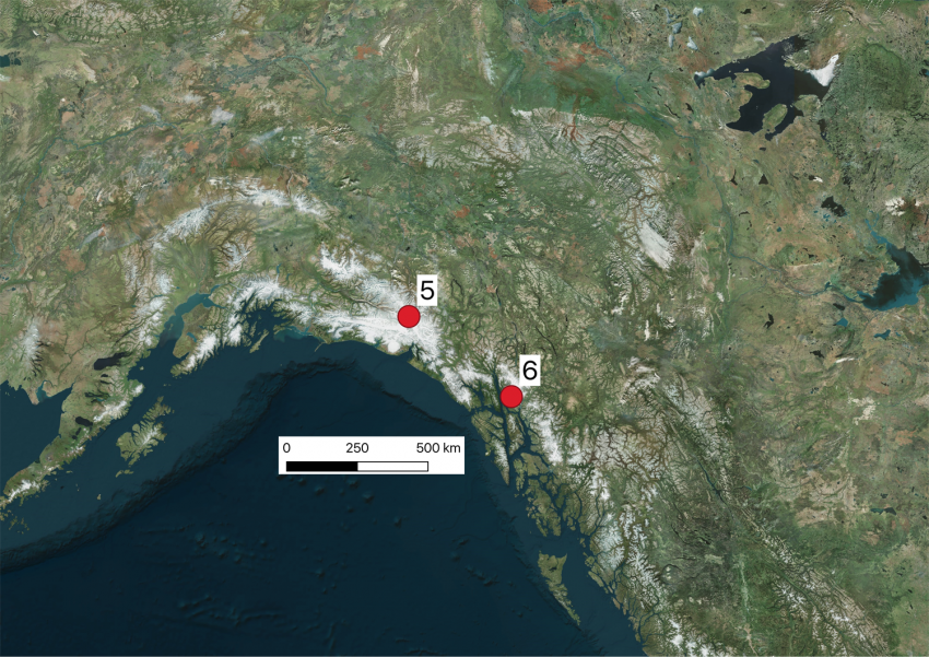 Map showing field locations in Alaska