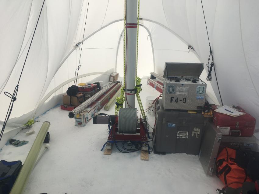 Foro 400 drill system inside the drill tent at Allan Hills, Antarctica, during the 2019/20 field season.