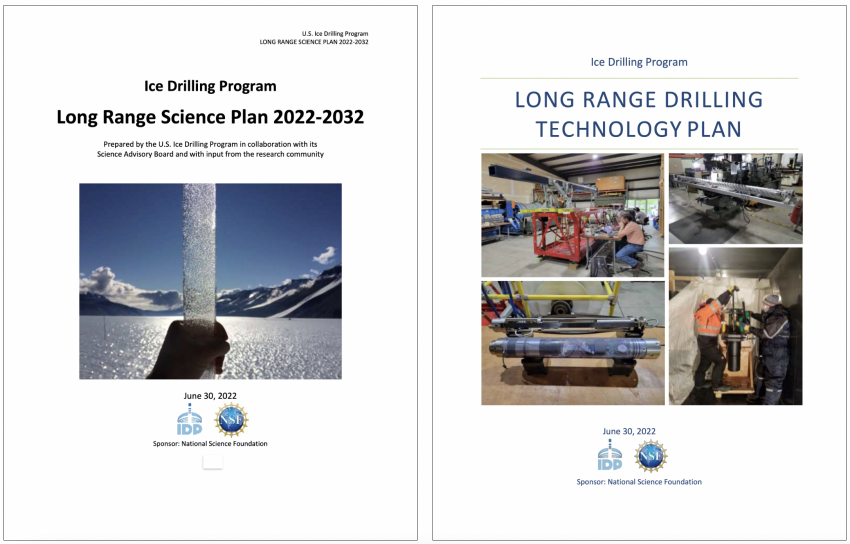 Cover images of the Long Range Science Plan and the Long Range Drilling Technology Plan